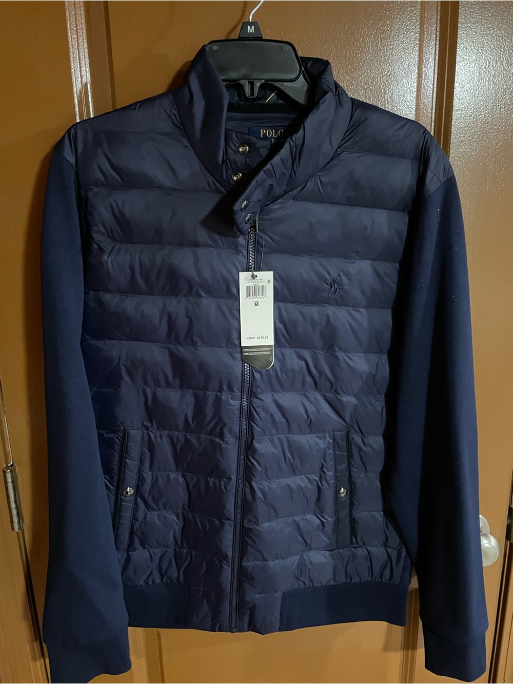 Polo by Ralph Lauren Navy Quilted Puffer with Knit Sleeves